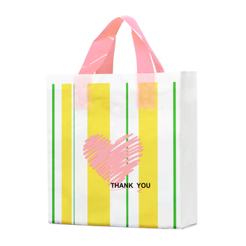 Sulankstoma plastikinė pirkinių maišelė su logotipu drabužių parduotuvėms; tinkama dovanų įvyniimui ir krepšių įvyniojimui; dviejų sluoksnių storis: 12; dienos gamyba 1 000 000