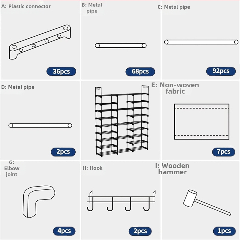 Стелаж за обувки с многослоеве и пространство-спестяващ дизайн (Материали: PP, нетъкан текстил, spray iron pipe; Марка: Fuzhi; Модел: 3010)