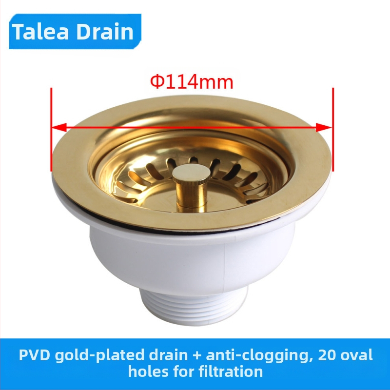 Odvodnja za sudoper Talea XK223C034, tijelo s kuglom od čelika, zlatni PVD premaz, model XK223C034, materijal: 304 mesinga