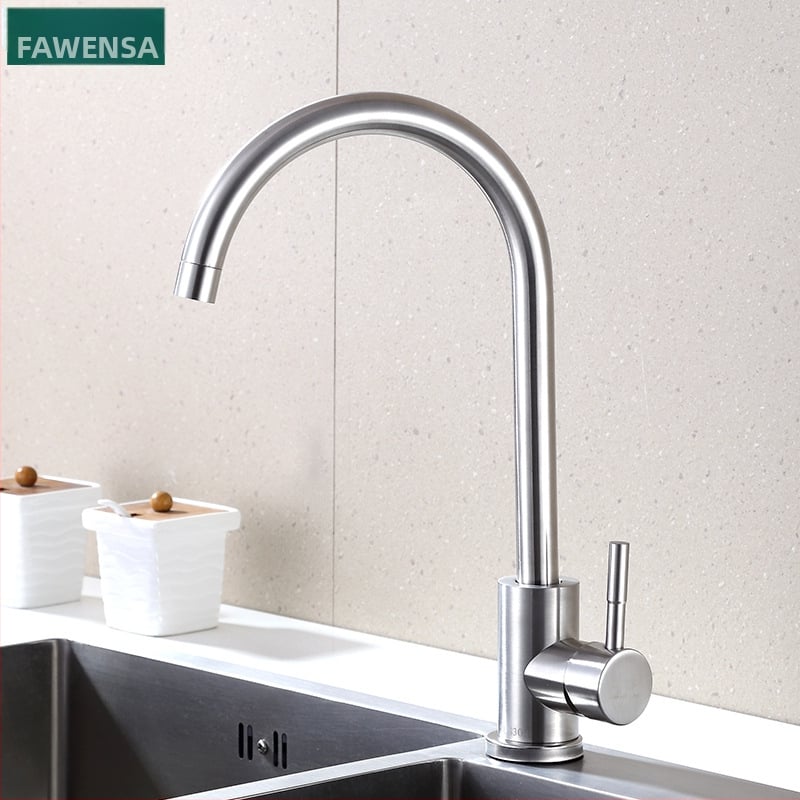 Rozsdamentes acél konyhai csaptele, keverőcsap, ülő típusú szerelés, 16 mm csatlakozás, kerámia szeleppel