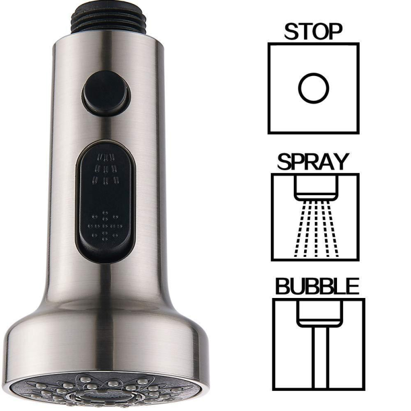 Αποσπώμενη κεφαλή βρύσης κουζίνας - ABS, χειροκίνητη εγκατάσταση, ηλεκτροχρωμιωμένη επιφάνεια, μοντέλο 61016, 4 λειτουργίες ψεκασμού: ψεκασμός, μασάζ, φούσκα, βροχή