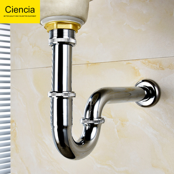 Αποχετευτικός σωλήνας νεροχύτη σε σχήμα U, κάμψη τύπου P, χαλκοχρωμιωμένος, WT05, τοίχο-μονταρισμένος