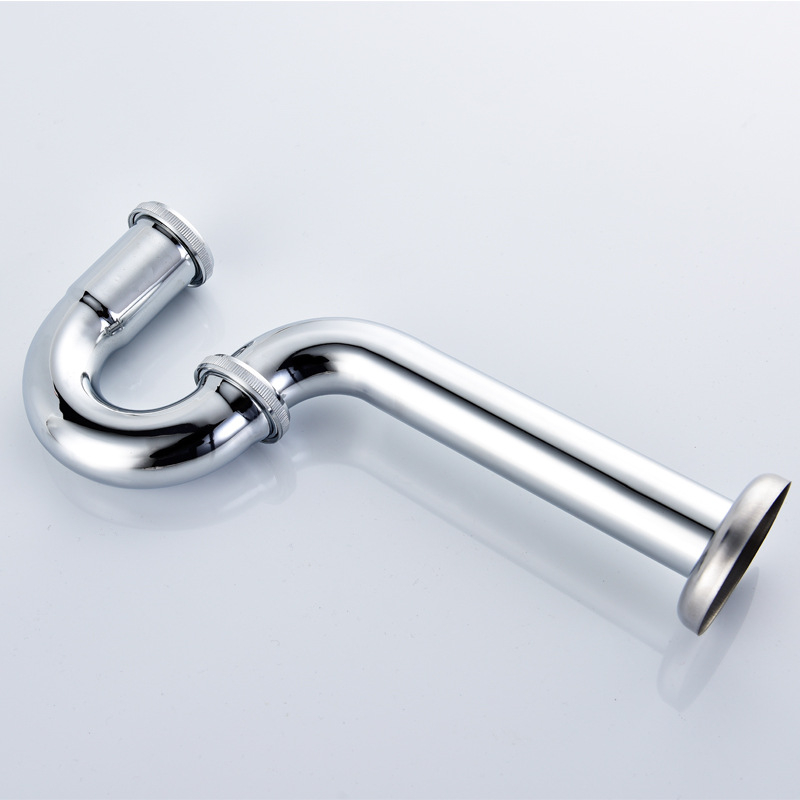 Αποχετευτικός σωλήνας νεροχύτη σε σχήμα U, κάμψη τύπου P, χαλκοχρωμιωμένος, WT05, τοίχο-μονταρισμένος