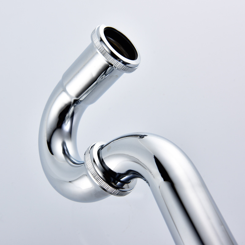 Αποχετευτικός σωλήνας νεροχύτη σε σχήμα U, κάμψη τύπου P, χαλκοχρωμιωμένος, WT05, τοίχο-μονταρισμένος