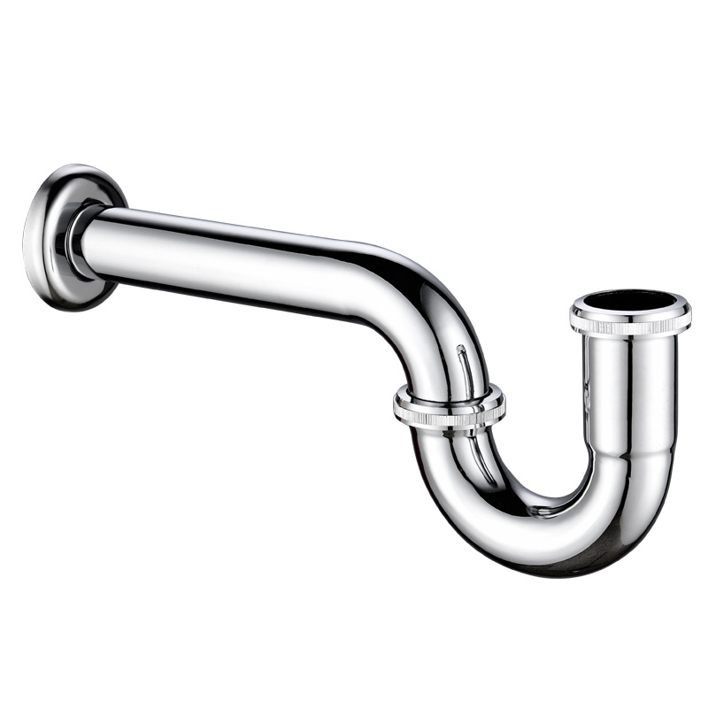 Αποχετευτικός σωλήνας νεροχύτη σε σχήμα U, κάμψη τύπου P, χαλκοχρωμιωμένος, WT05, τοίχο-μονταρισμένος