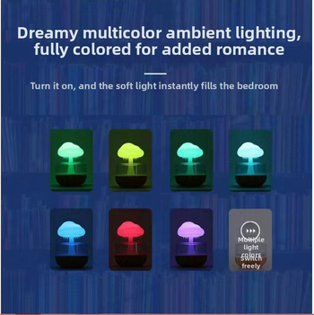 Οικιακός υγραντήρας με νυχτερινό φως, σχέδιο σταγόνας βροχής, τροφοδοσία USB, δεξαμενή 0,5–1 L, 1 έξοδος ομίχλης