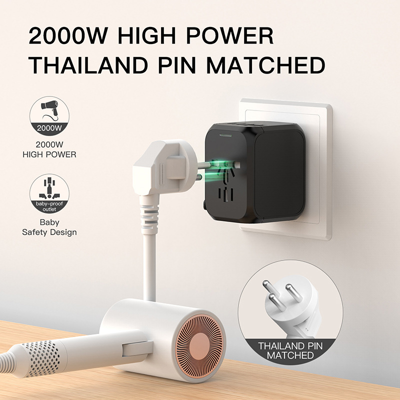 Daugiafunkcinis kelioninis keitiklis 3092A2C (JAV/JK/ES/Australija) CE FCC