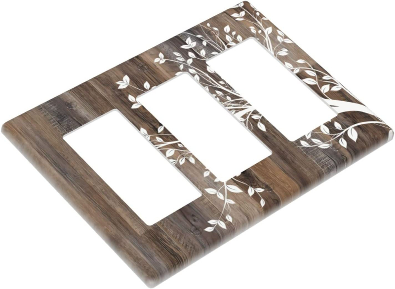 Medinis jungiklio dekoratyvinis rėmelis sieninėms lizdams – paprastas modernus dizainas, dekoratyviniai lipukai svetainei, miegamajam, biurui ir kt.