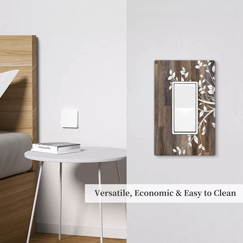 Medinis jungiklio dekoratyvinis rėmelis sieninėms lizdams – paprastas modernus dizainas, dekoratyviniai lipukai svetainei, miegamajam, biurui ir kt.