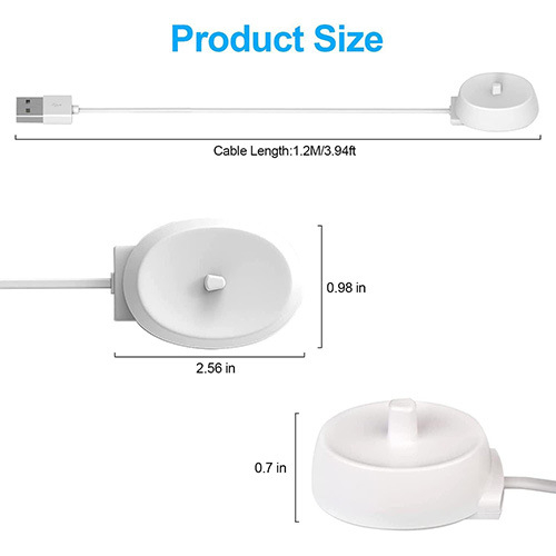 Dantų šepetėlio įkroviklis 4.2V 0.75A su USB baze, suderinamas su Oral-B Braun 3757, įėjimas 110-240V, CE UKCA ROHS sertifikatai