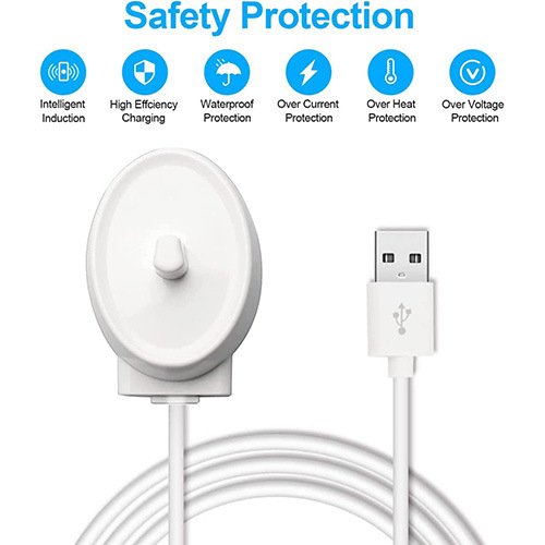 Dantų šepetėlio įkroviklis 4.2V 0.75A su USB baze, suderinamas su Oral-B Braun 3757, įėjimas 110-240V, CE UKCA ROHS sertifikatai