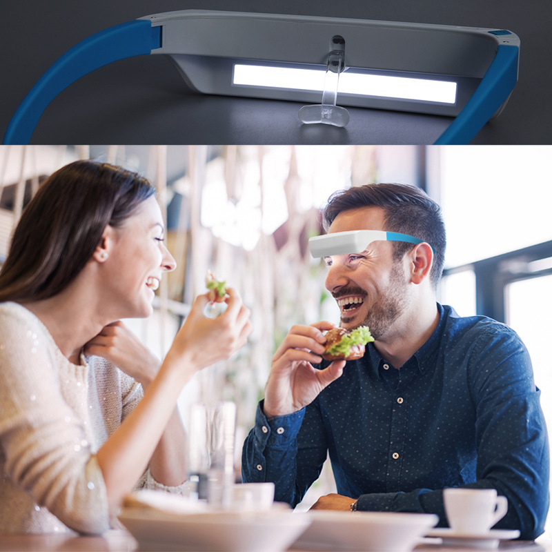 Naočale za svjetlosnu terapiju koje se nose na glavi; niskointenzivno plavo/bijelo svjetlo; ugrađena baterija 300–500 mAh; trajanje 1–3 h; težina 65 g; dimenzije 185×165×42 mm; funkcija tajmera