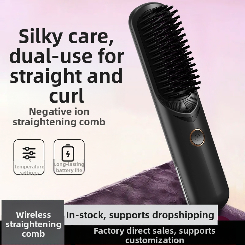 Bezkod bezvadu taisnošanas un cirtas matu ķemme ar negatīvajiem joniem, USB uzlāde, keramiskais pārklājums, 3 temperatūras līmeņi, 35W