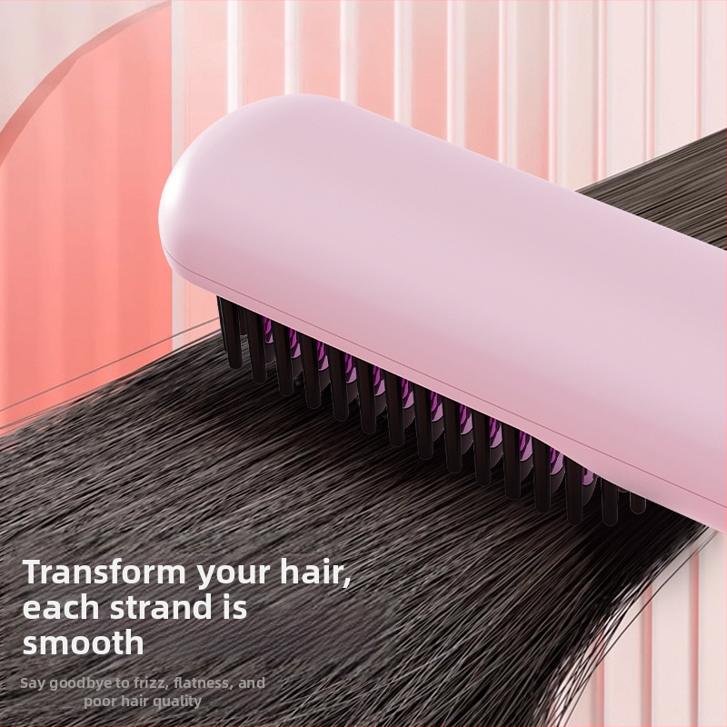 Безжичен гребен за изправяне и къдрене на коса с отрицателен йон, USB зареждане, керамично покритие, 3 нива температура, 35W
