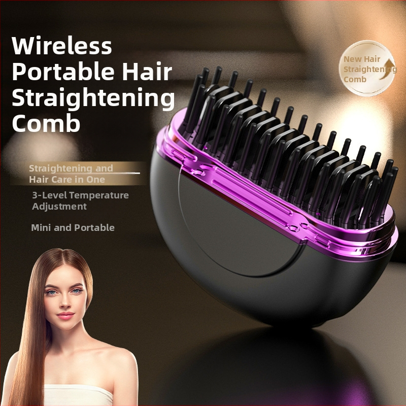 Bezvadu matu taisnošanas un veidošanas ķemme ar keramisku apkures elementu, 27W, 3 temperatūras iestatījumi, apkures vadīklas diametrs zem 15 mm