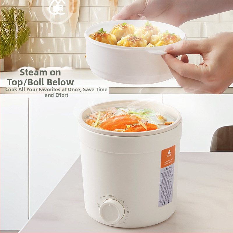 Beimu DG10 Електрическа тенджера с незалепващо покритие, 2 л, за 2–3 души, управление с копче, бърз пара, печене и изплакване, подходяща за общежитие, дом, офис или командировка.