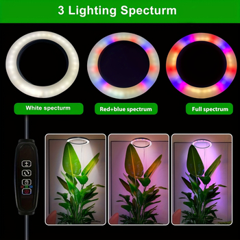 Pilno spektro LED augalų šviesa su laikmačiu, 70 LED, 5V įėjimas, IP44, XT-03