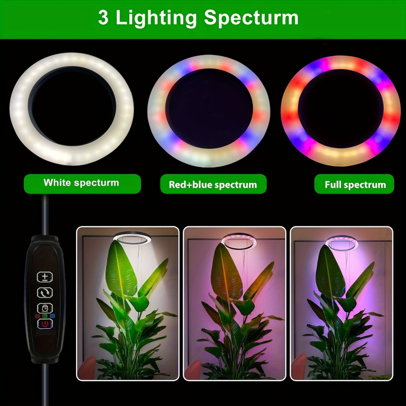 Pilno spektro LED augalų šviesa su laikmačiu, 70 LED, 5V įėjimas, IP44, XT-03