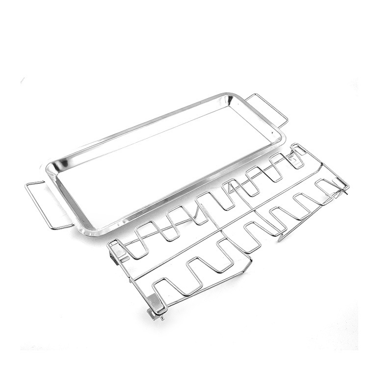 Sklopivi držač za pileća bedra od nehrđajućeg čelika, s 14 odjeljaka i mrežom za roštilj