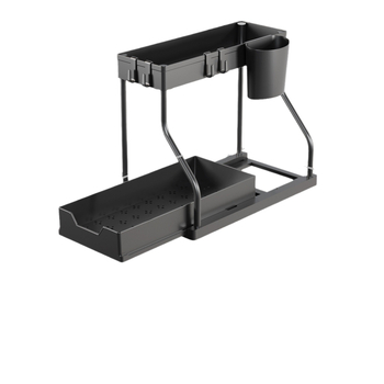 Πολυεπίπετο εξαγόμενο ράφι αποθήκευσης για κουζίνα και μπάνιο, πτυσσόμενο, μετακινούμενο, χωρίς εγκατάσταση, από πλαστικό και μέταλλο.