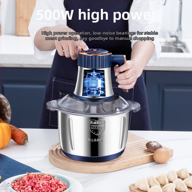 Месомелачка за домакинство, капацитет 5–10 л, 111–240 V, 10 000–19 999 об/мин, 4 остриета с двойно смесване, корпус и купа от неръждаема стомана