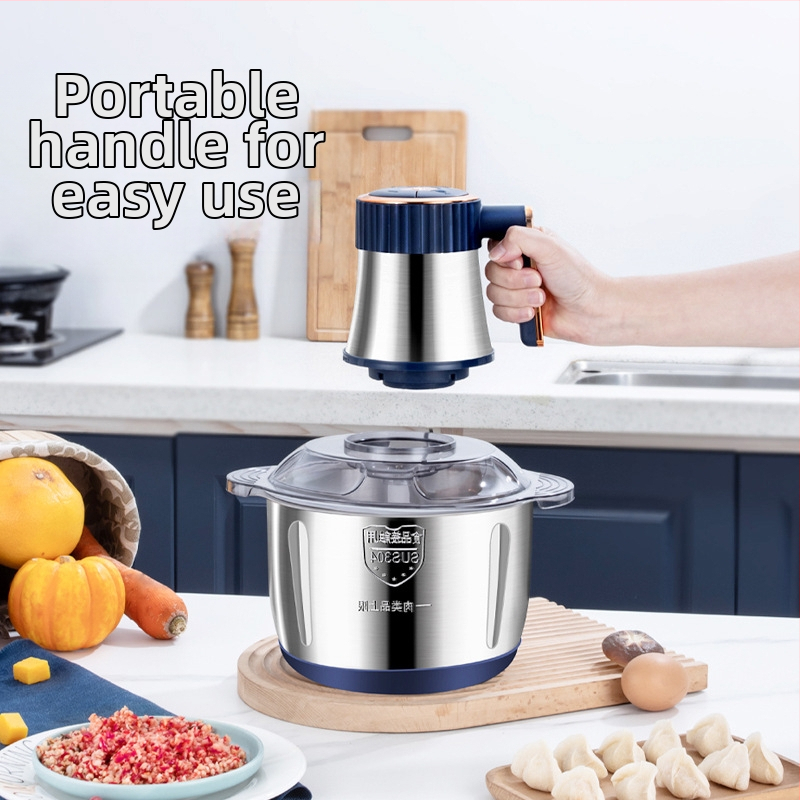 Месомелачка за домакинство, капацитет 5–10 л, 111–240 V, 10 000–19 999 об/мин, 4 остриета с двойно смесване, корпус и купа от неръждаема стомана