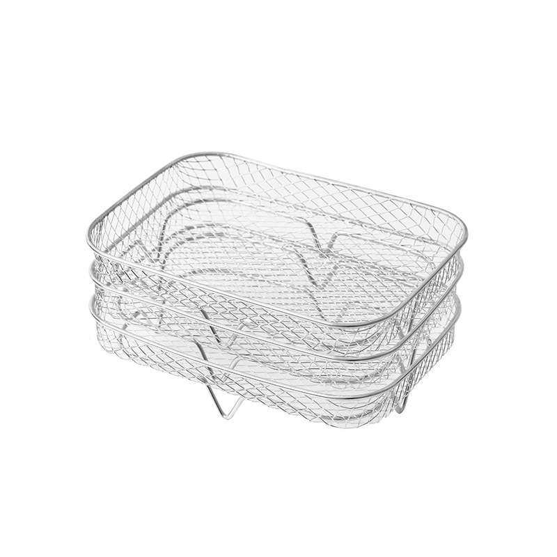 Rešetka za fritezu s tri sloja za paru, roštilj i sušenje voća i povrća, nehrđajući čelik 304