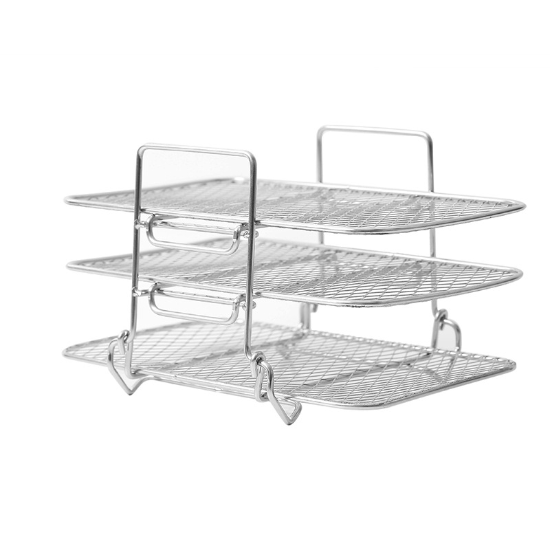 Rešetka za fritezu s tri sloja za paru, roštilj i sušenje voća i povrća, nehrđajući čelik 304