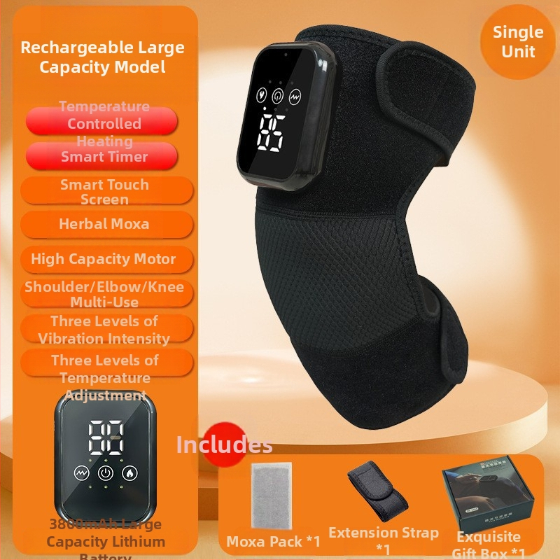 Масажор за коляно с нагряване и вибрация; нагряваща подложка за коляно с горещ компрес; три нива на контрол на вибрацията и нагряването; температура 48–58°C; мощност 8W; напрежение 5V