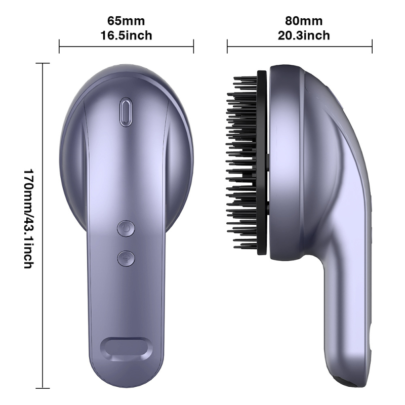 Pieptene de masaj pentru scalp, alimentat cu baterie, vibrație la a doua treaptă, control prin buton, model K9, atomizare ulei esențial pentru îngrijirea și creșterea părului