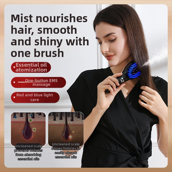 S6 Масажна четка за скалп със светлинна терапия, EMS, пръскане, топка за подаване на течност и вибрация