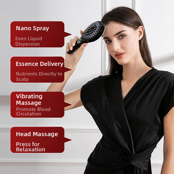 S6 Масажна четка за скалп със светлинна терапия, EMS, пръскане, топка за подаване на течност и вибрация