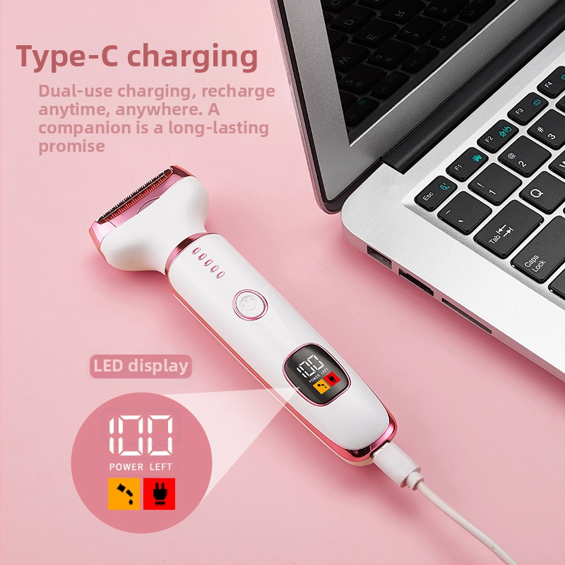 Електрически епилатор за жени с цифров дисплей Type-C, мултифункционален за подмишници и цялото тяло, нож от фин стомана, четков мотор, USB захранване