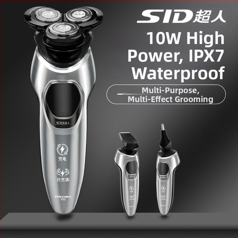 Ηλεκτρική ξυριστική μηχανή με περιστρεφόμενη κεφαλή τριών λεπίδων, αιωρούμενη κεφαλή, πλήρως πλενόμενη για ολόκληρο το σώμα, ευφυής γρήγορη φόρτιση, αυτονομία περίπου 90 λεπτών