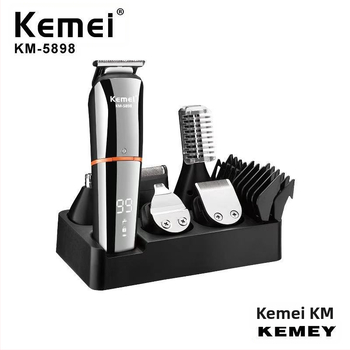 KEMEI KM-5898 USB зареждащ се електрически подстригвач с LCD дисплей и остриета от неръждаема стомана
