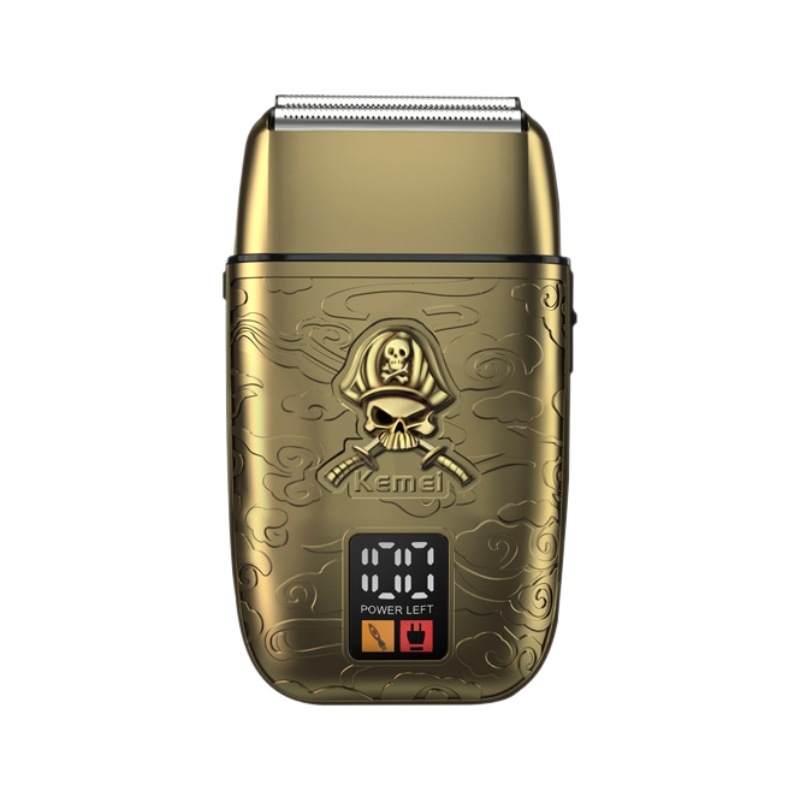 Kemei KM-TX15 Ηλεκτρικό ξυριστικό με LCD οθόνη, διπλή κεφαλή κοπής με κίνηση ανάστροφου, αποσπώμενη και πλενόμενη κεφαλή, αυτονομία 120 λεπτών, επαναφορτιζόμενος κινητήρας με αιωρούμενη κεφαλή