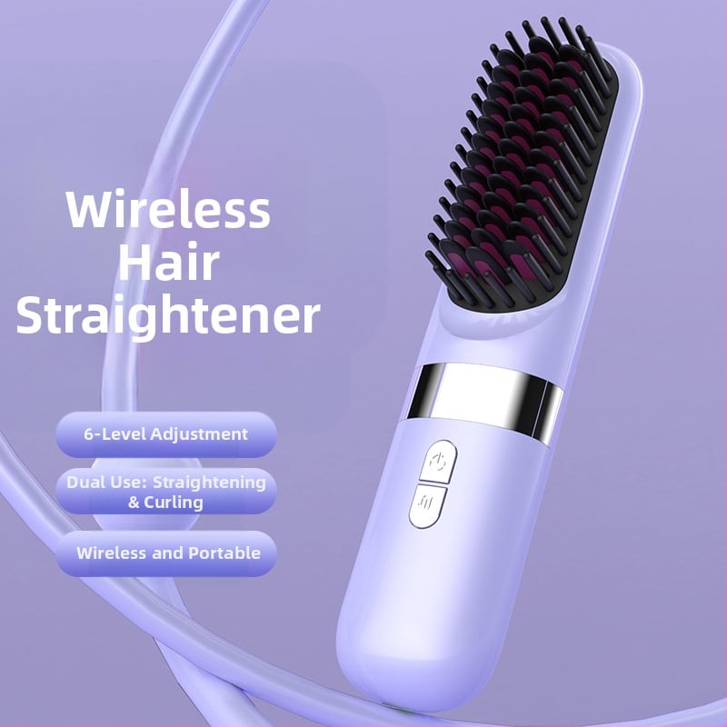 Bezvadu gludināšanas ķemme ar turmalīna keramikas plāksnēm, negatīvi joni, 3 temperatūras iestatījumi, LCD displejs