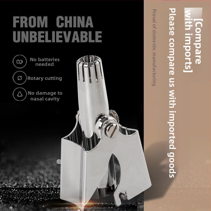 Ръчен тример за носни косми – неръждаема стомана, изцяло водоустойчив за миене, безбатериен бръснач и тример за носни косми