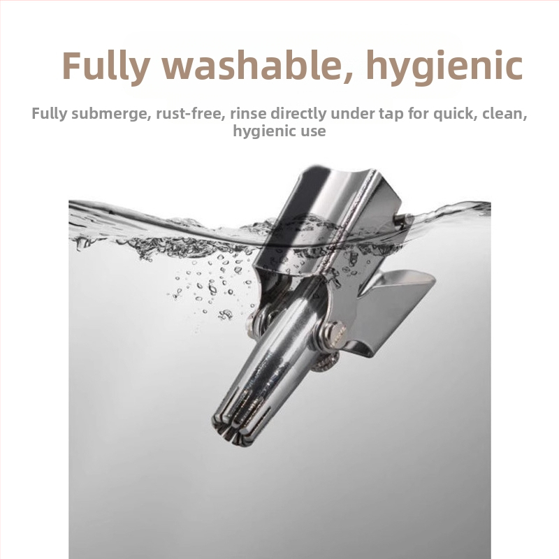 Ръчен тример за носни косми – неръждаема стомана, изцяло водоустойчив за миене, безбатериен бръснач и тример за носни косми