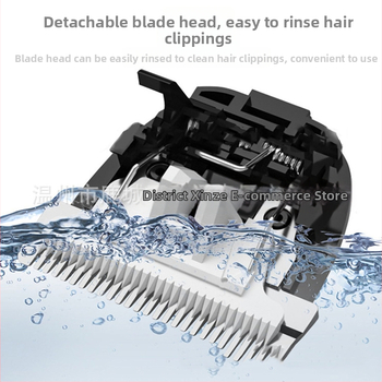 Професионален електрически подстригвач за коса с вградена презареждаща се батерия, неръждаеми стоманени ножове, сваляема измиваща глава, водоустойчив