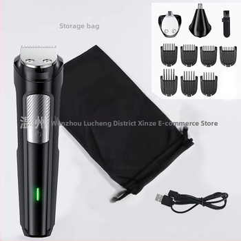 Професионален електрически подстригвач за коса с вградена презареждаща се батерия, неръждаеми стоманени ножове, сваляема измиваща глава, водоустойчив