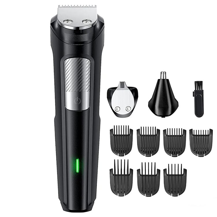 Mașină de tuns păr electrică profesională cu baterie încorporată, lame din oțel inoxidabil, capac de tăiere detașabil și lavabil, rezistentă la apă