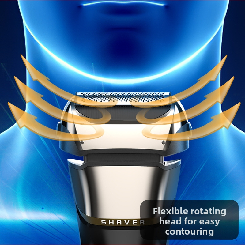 Elektrický holiaci strojček s celotelovým umývaním, LED displej, 3‑hlavý recipročný systém, nabíjateľný, max. výkon 5W