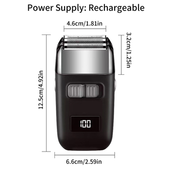 Elektriska skuvekle ar 3 lāpstiņu galvu, LCD displejs, iebūvēta 500–800 mAh akumulatora, 90 min darbības laiks, plūstoša galva