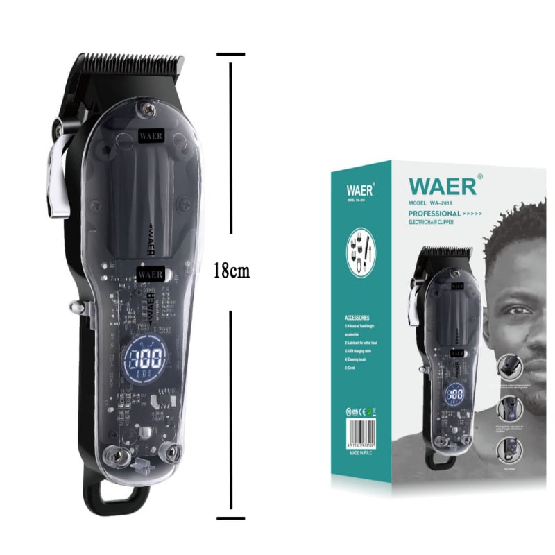 Elektromos hajvágó titanötvözetű vágófejjel, újratölthető modell, beépített 1000–1200 mAh akkumulátor, üzemidő 1–3 óra, zaj 36 dB alatt