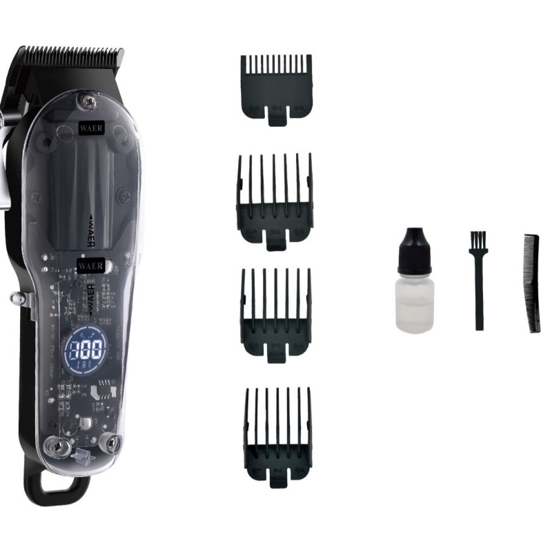 Elektromos hajvágó titanötvözetű vágófejjel, újratölthető modell, beépített 1000–1200 mAh akkumulátor, üzemidő 1–3 óra, zaj 36 dB alatt