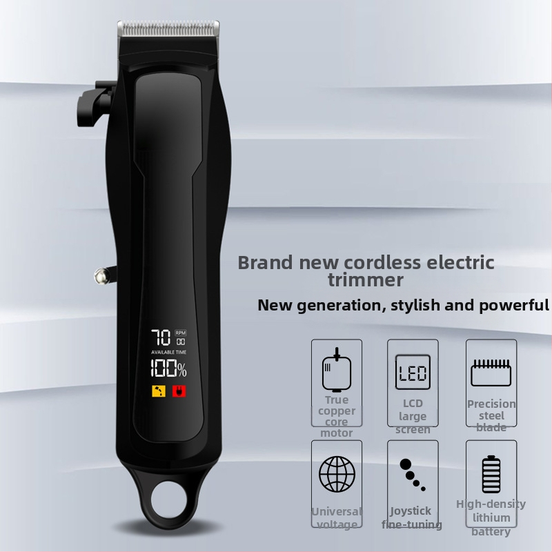 Електрическа машинка за подстригване с цифров дисплей, презареждаема, водоустойчива, сменяеми и измиващи се неръждаеми стоманени остриета, четков мотор, живот на батерията 1–3 ч
