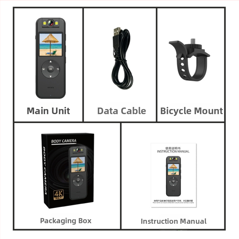 Спортна велосипедна камера за записване, водоустойчива, 4K, 1,4-инчов LCD, TF карта, 1400mAh батерия