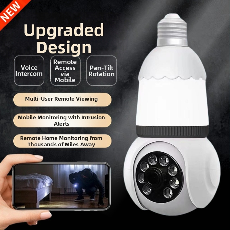 Безжична камера за наблюдение тип LED лампа, вътрешна употреба, 1080p, обектив 3.6 мм, IR обхват 5–30 м