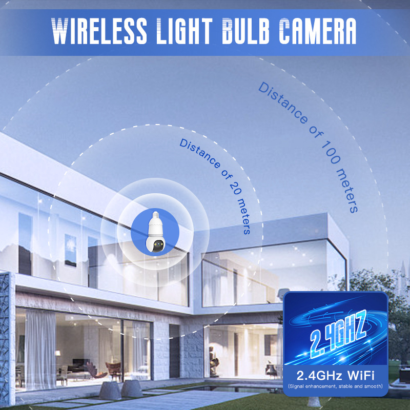 D6 spuldzes formas iekšējā drošības kamera — 360° HD, bezvadu, nakts redze, trauksmes atklāšana